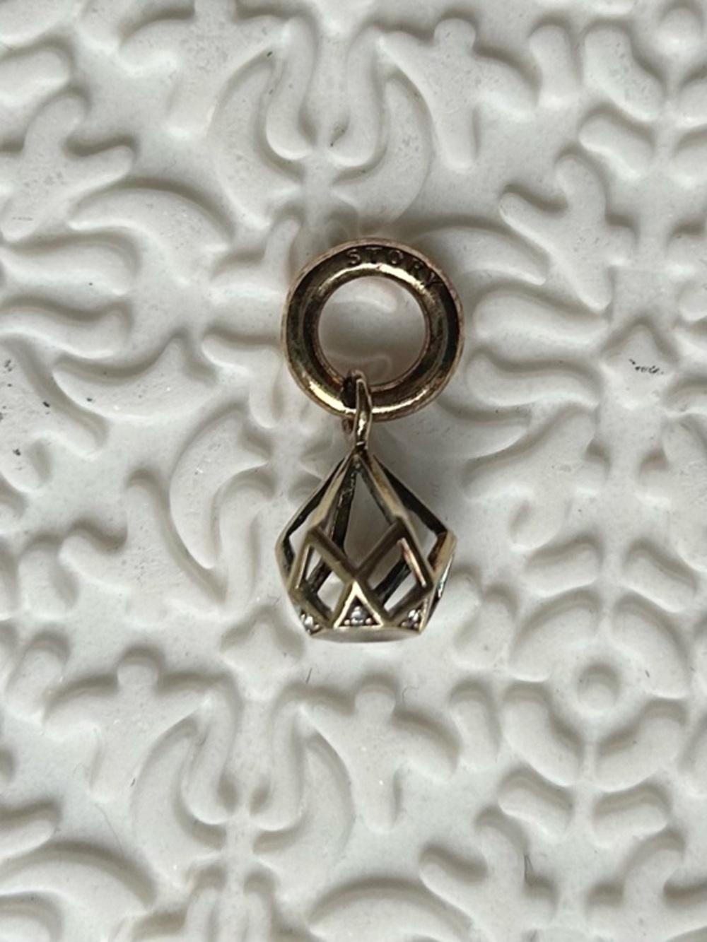 STORY Geometric Charm Pendant, Sterling Silver 925 Layered with Gold with DEFECT